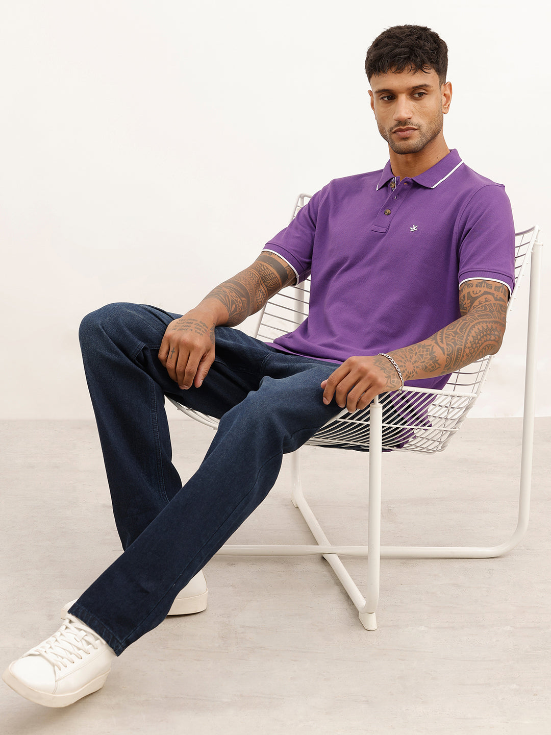 Solid Tipping Collar Polo T-Shirt | Purple | WOTS9022M