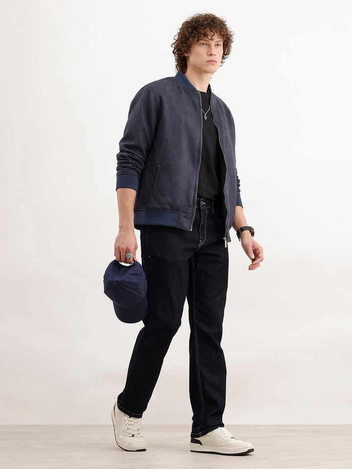 Slim Fit Bomber Jacket  | Blue