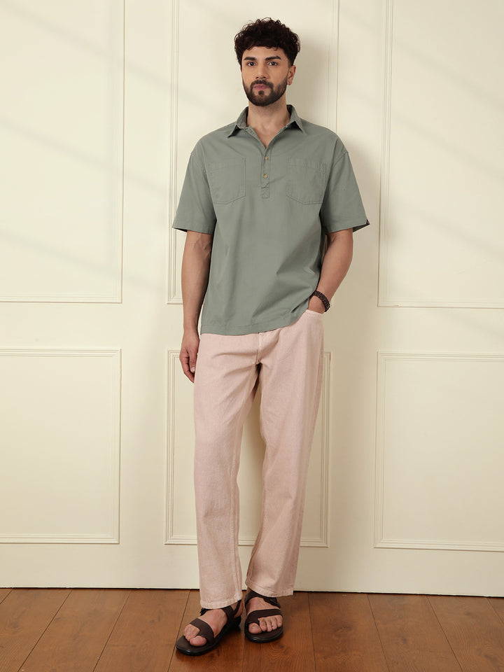 Popover Oversized Fit Shirt | Green