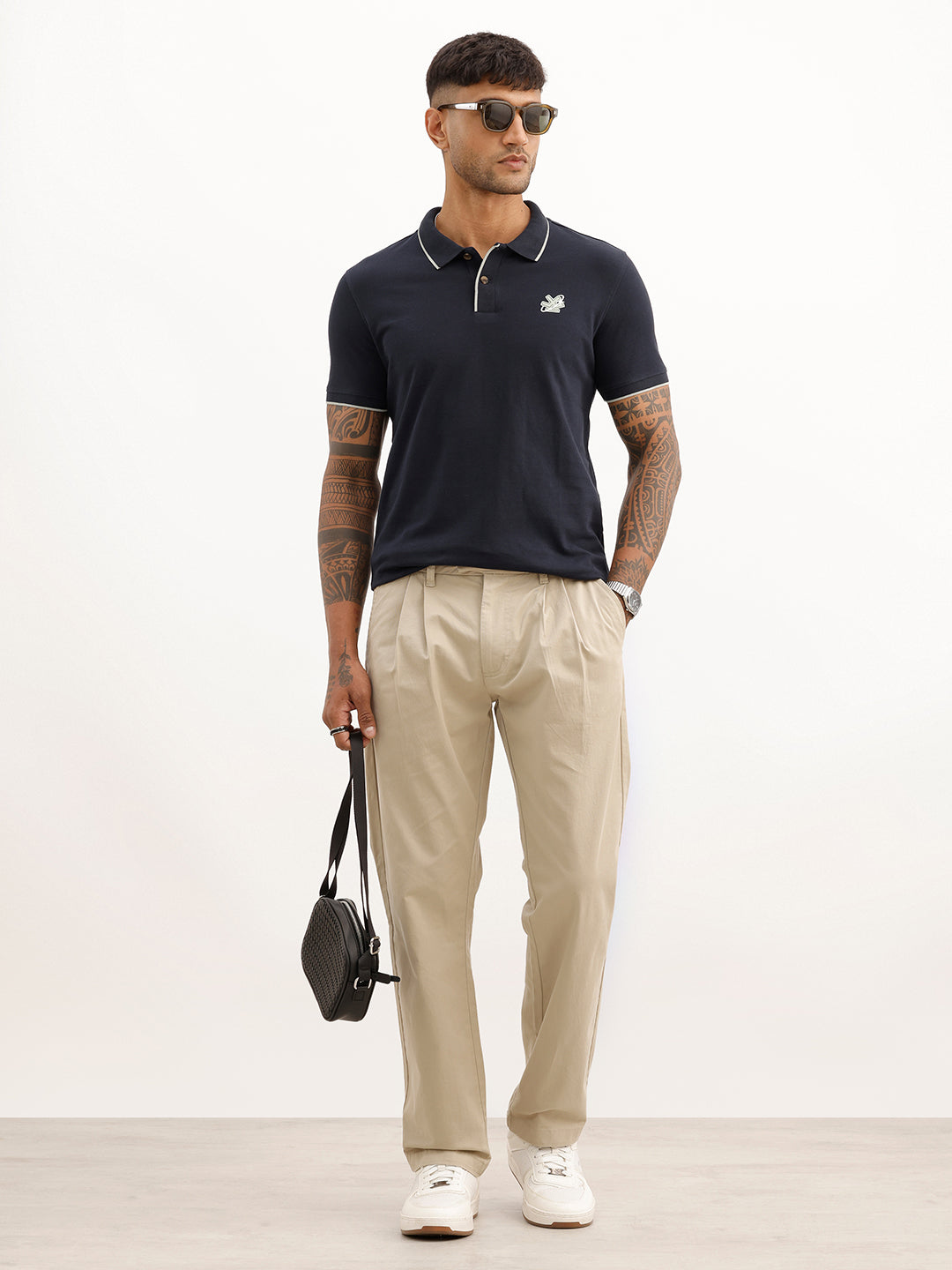 Slim Fit Tipping Collar Polo T-Shirt | Navy Blue