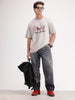 Oversized Placement Printed T-Shirt | Grey