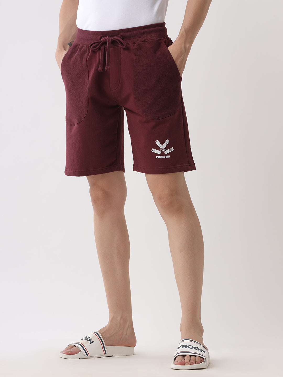 Maroon Relaxed Fut Solid Shorts