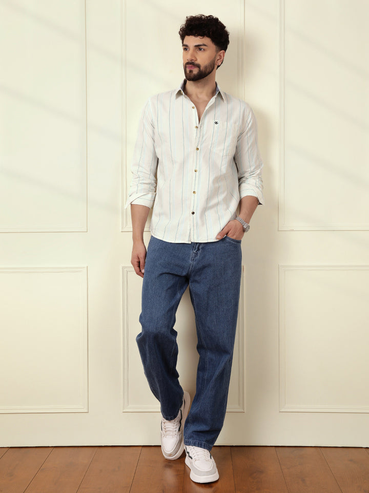 Tonal Stripes Oxford Shirt | Yellow