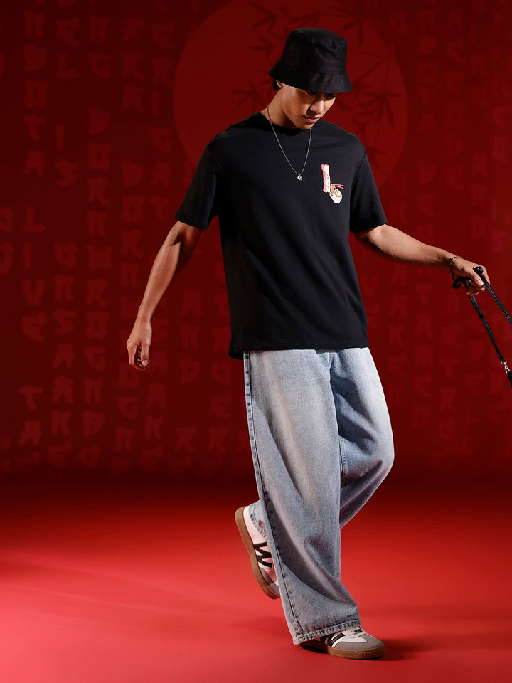 Oversized ramen graphic T-shirt | Black