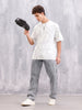 Typo Inspired Tonal Aop Oversized Fit T-shirt | White