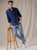 Abstract Checks Navy Blue Shirt