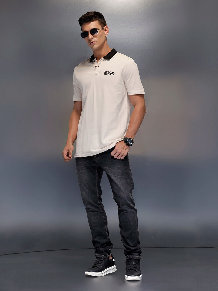 Men's contrast trim polo | Beige