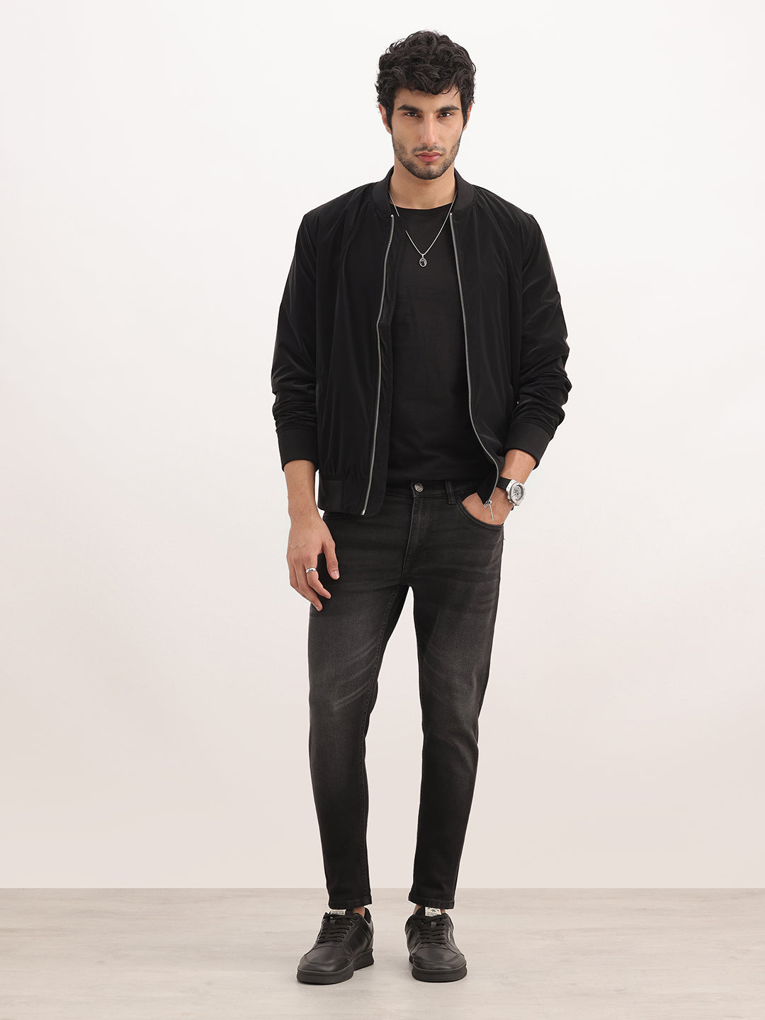 Solid Skinny Crop Denim Jeans | Dark Grey