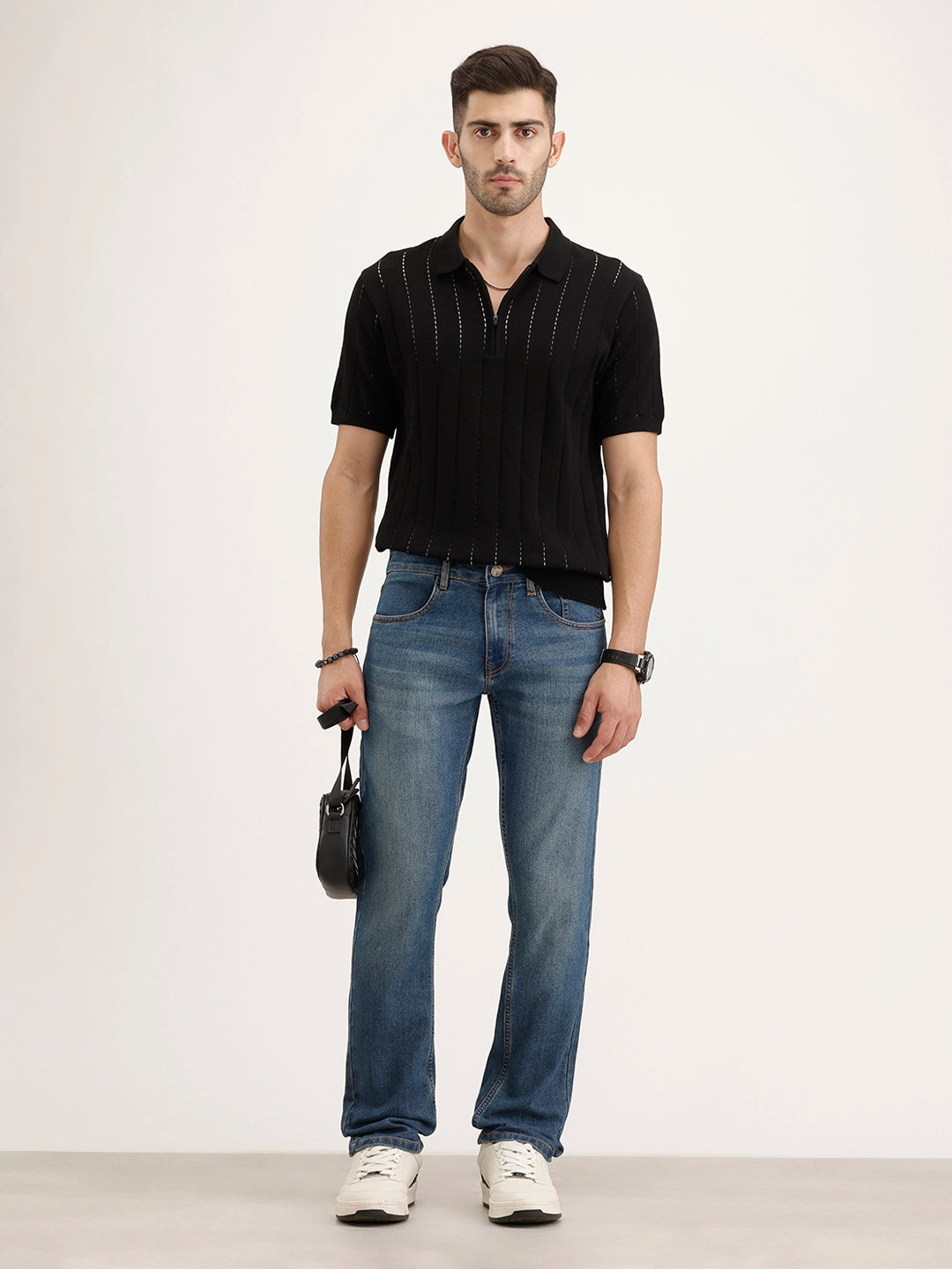 Faded Straight Fit Denim Jeans | Light Blue