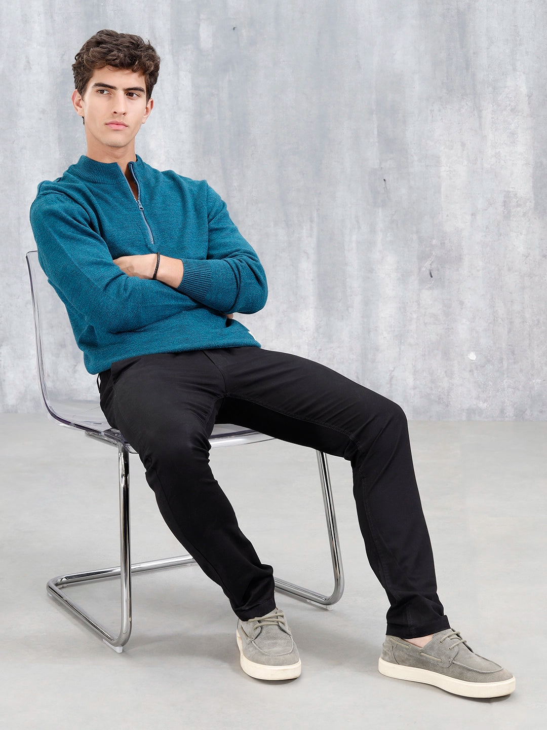 Slim Fit Casual Trousers | Black