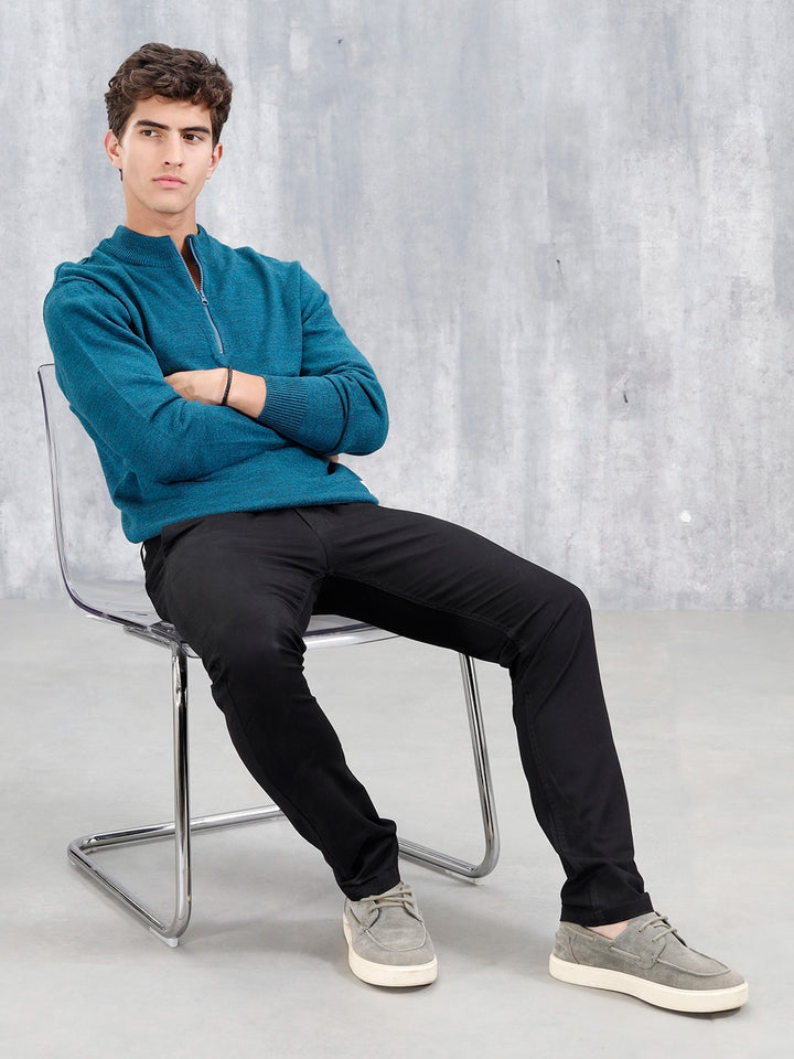 Slim Fit Casual Trousers | Black