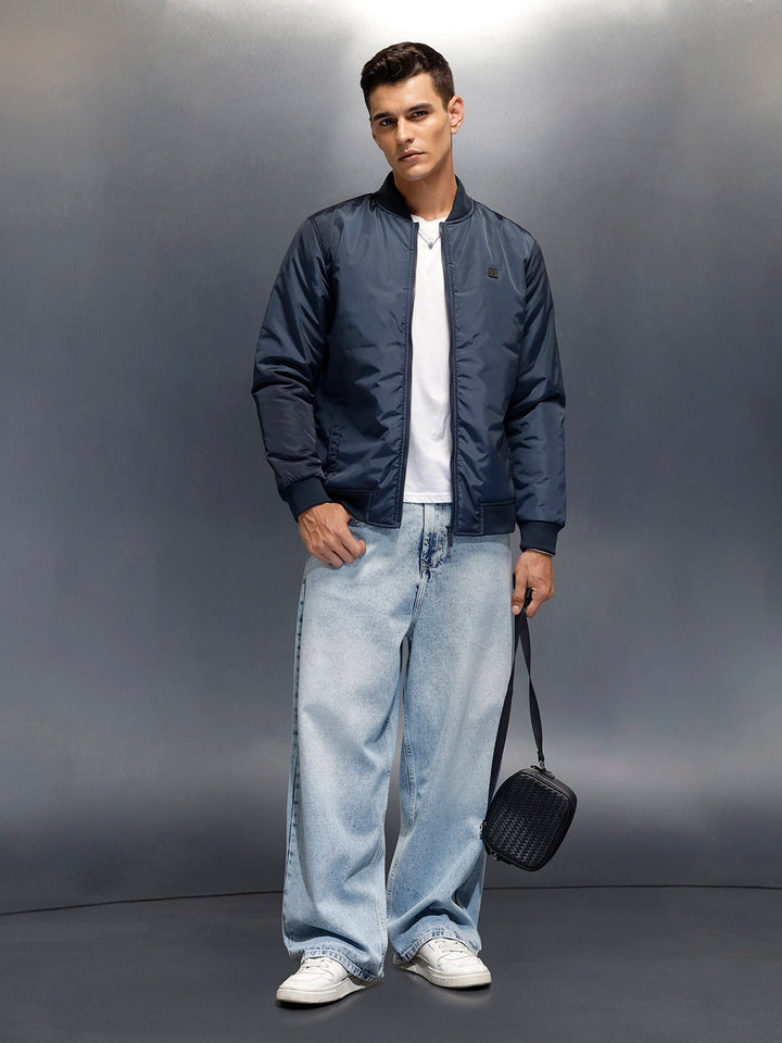 Men's causal regular fit bomber jacket | Navy Blue