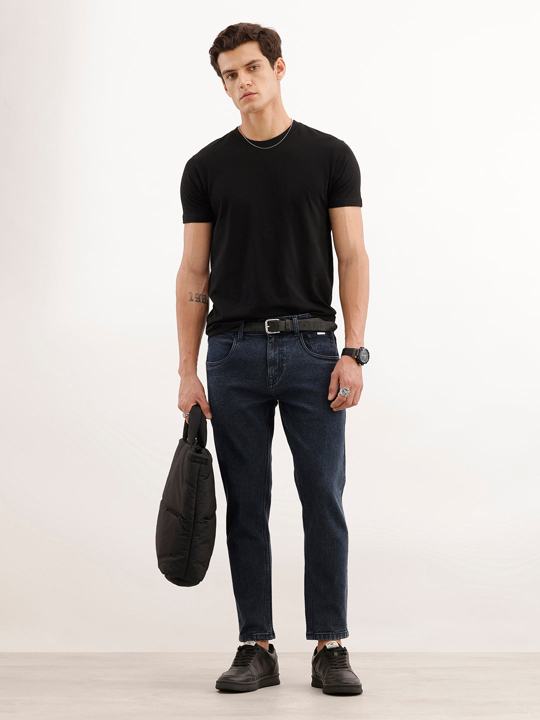 Solid Skinny Crop Denim Jeans  | Dark Blue
