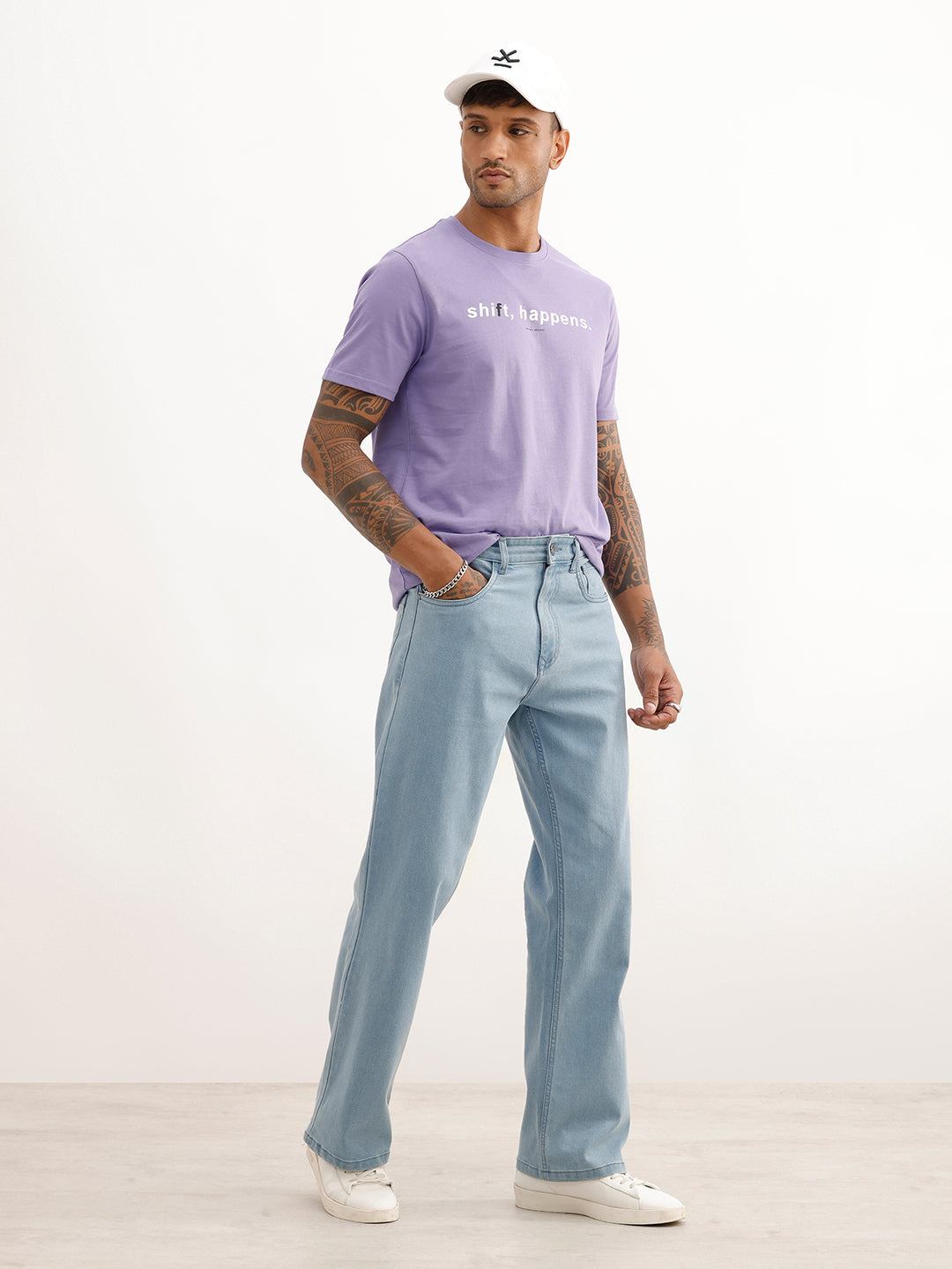 Slim Fit Placement Printed T-Shirt | Lavender