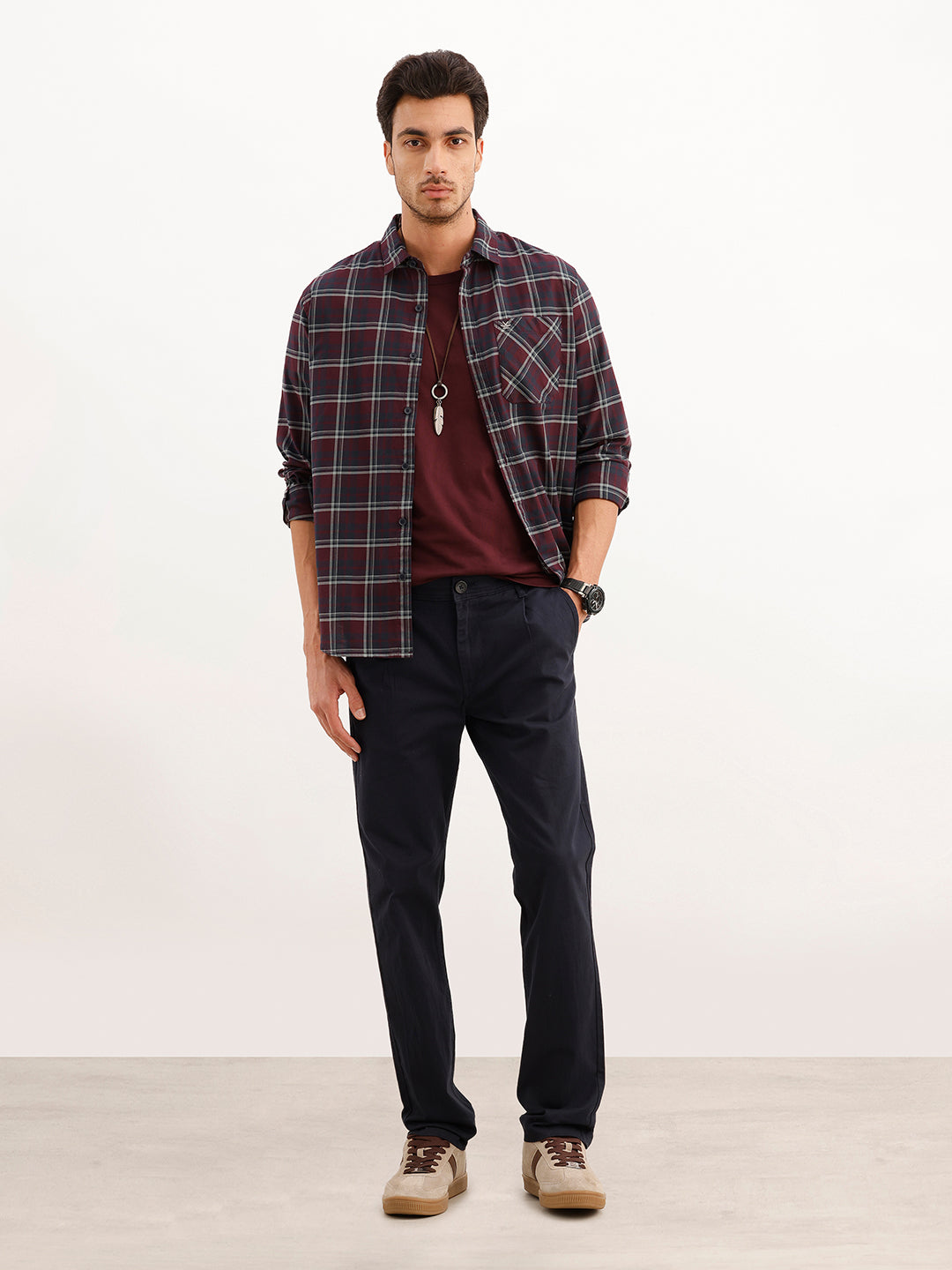 Solid Slim Fit Pleated Trouser | Navy Blue | WTR0100SL5055M