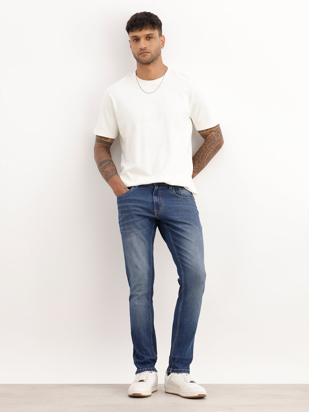 Washed Slim Fit Denim Jeans | Light Blue