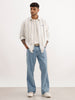 Slim Fit Embroidered Detail Striped Shirt | Off White