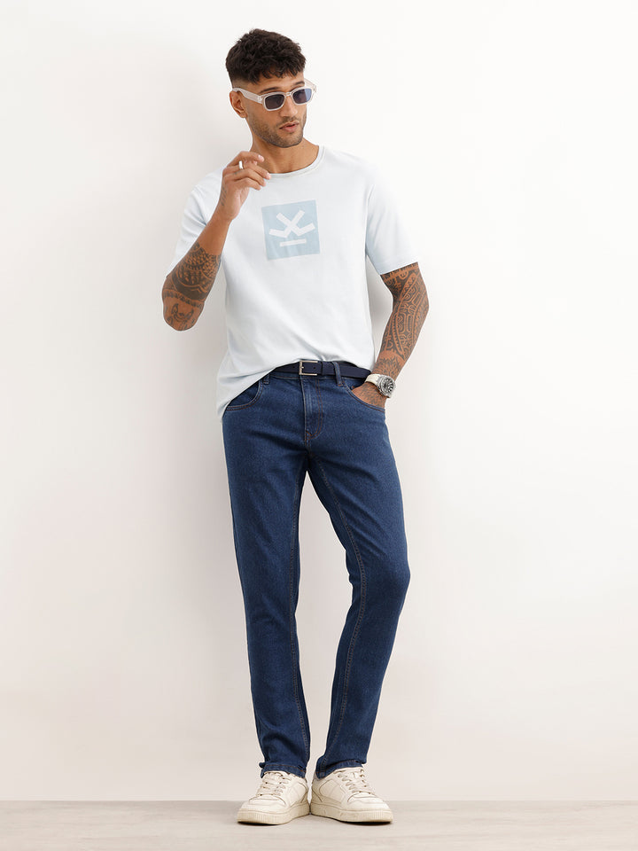 Solid Slim Fit Denim Jeans | Dark Blue
