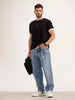 Loose Fit Cut & Sew Denim Jeans | Light Blue