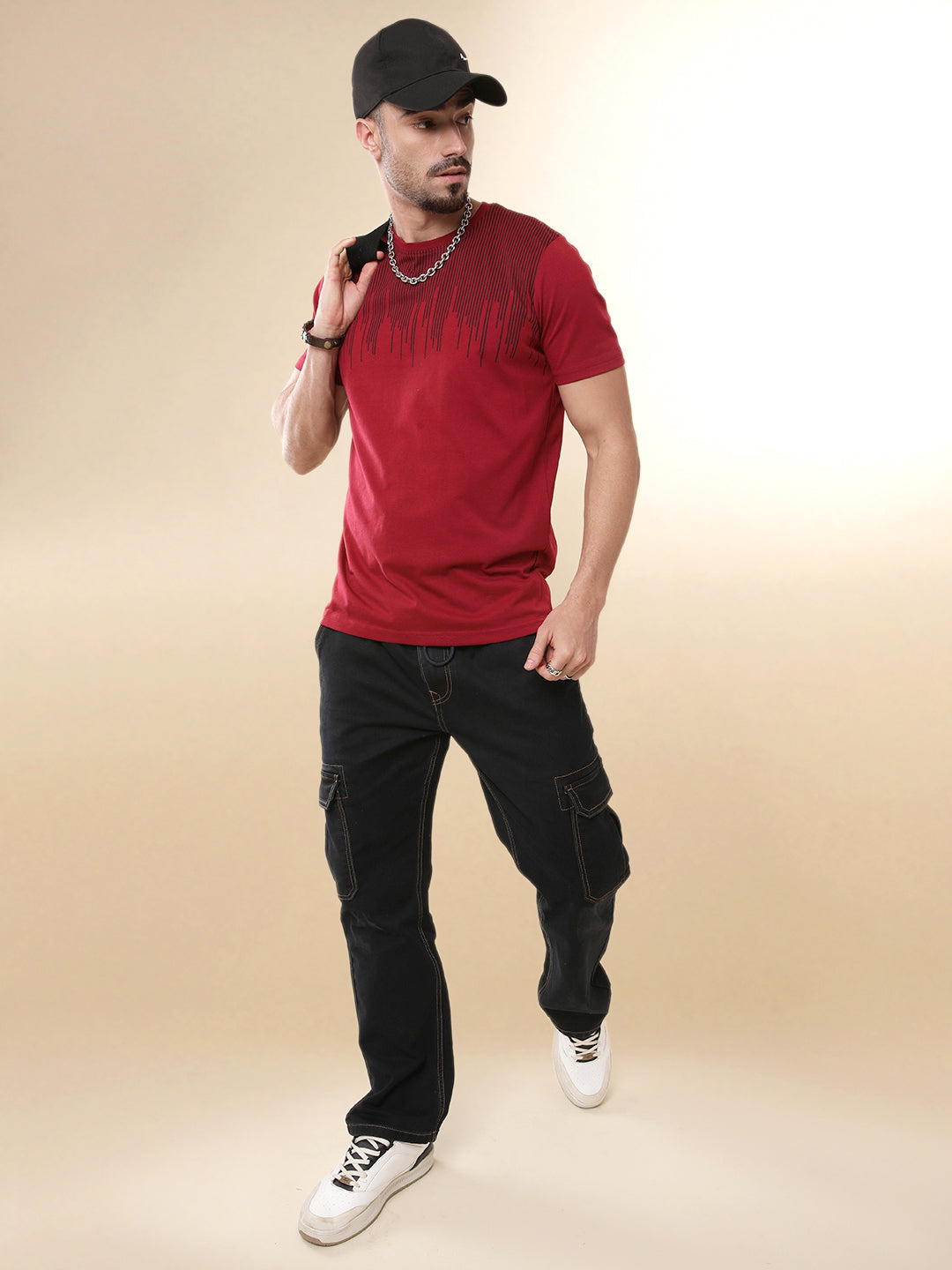 Red Drip Printed Casual T-Shirt