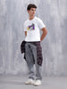 Graffiti Inspired Slim Fit Chest Graphic T-Shirt | White