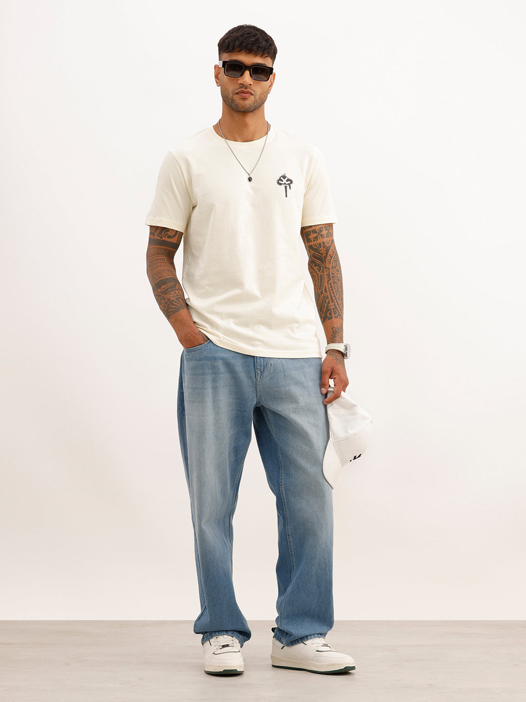 Slim Fit Placement Printed T-Shirt | White