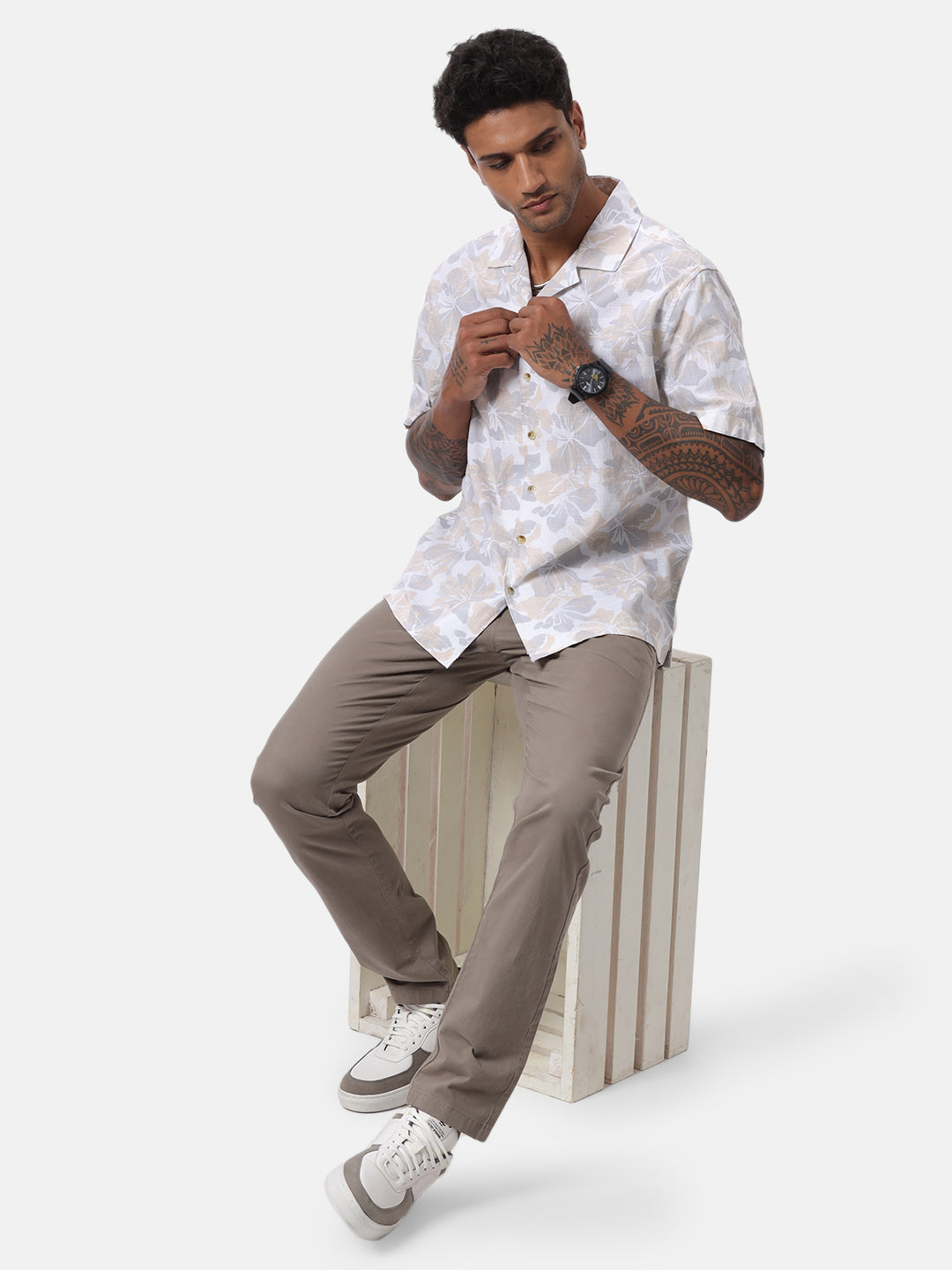 White Floral AOP Spoyl Shirt