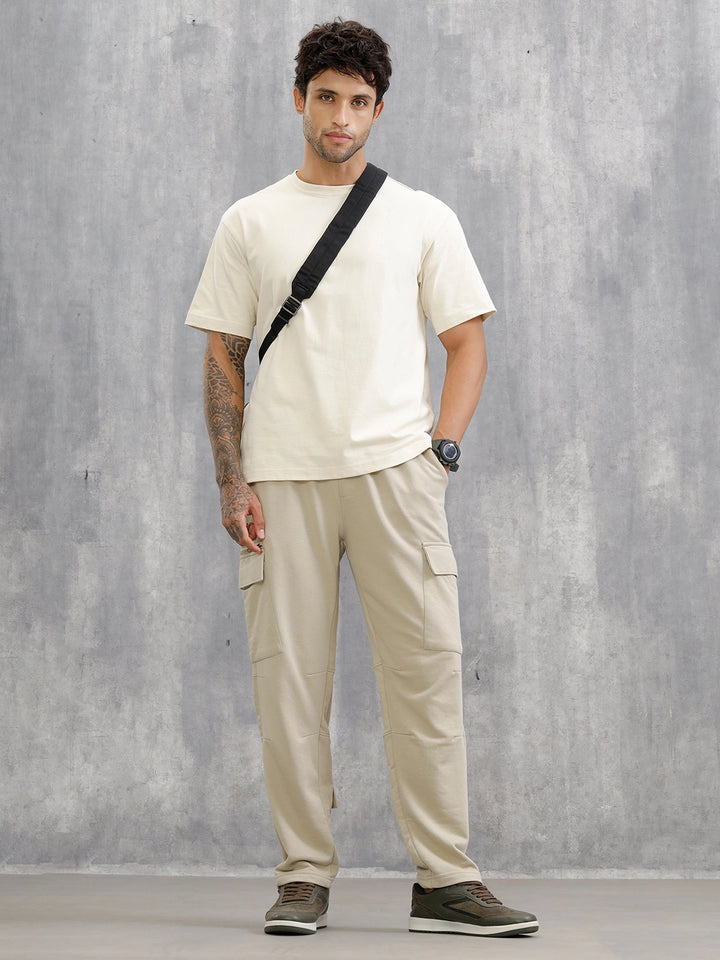 Comfort Fit Trackpants With Utility Cargo Pockets | Light Green