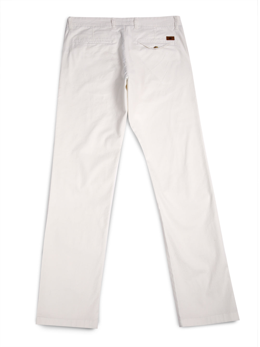 Solid White Twill Slim Fit Trouser