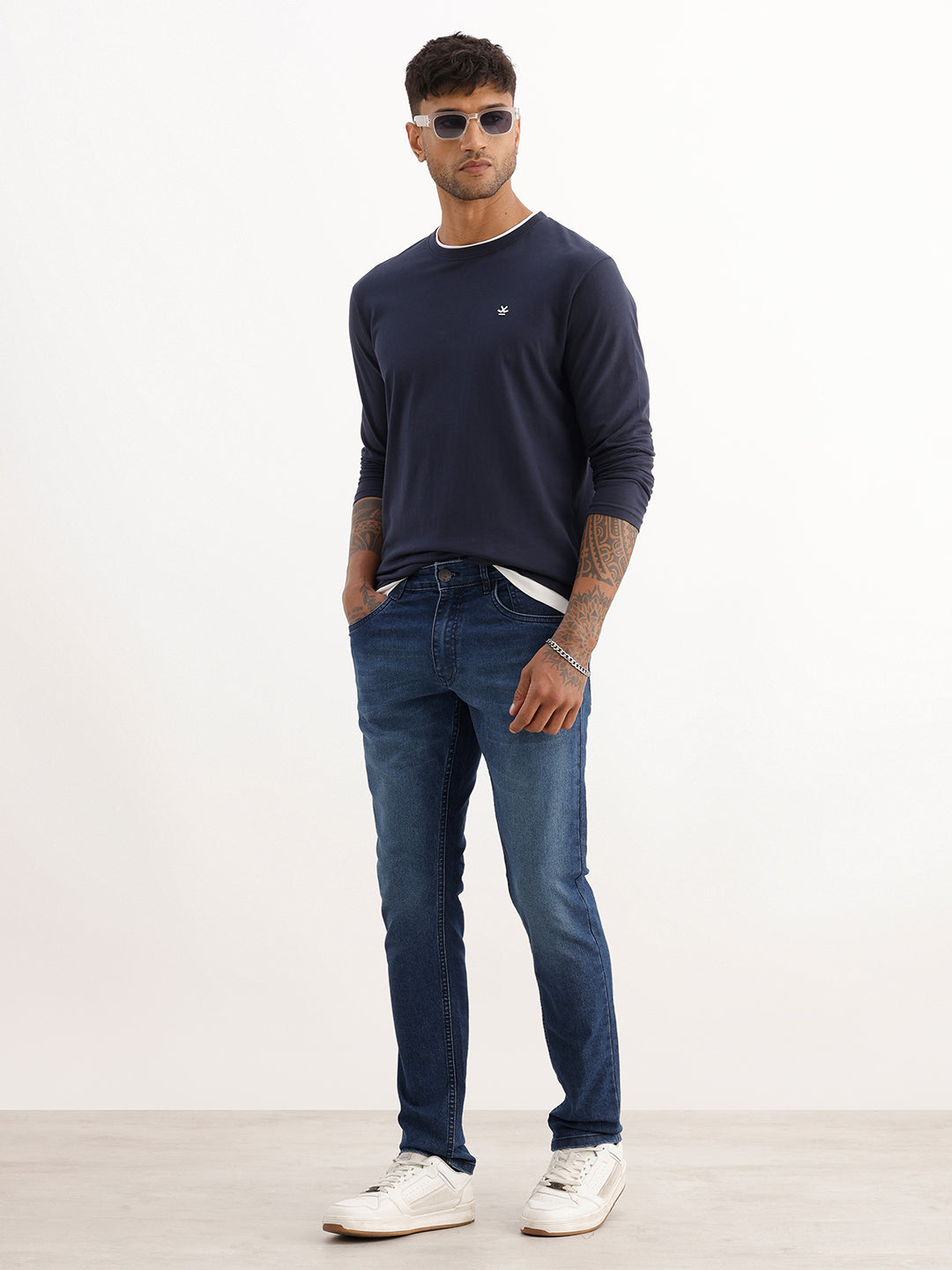 Washed Slim Fit Denim Jeans | Dark Blue
