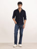 Slim Fit Solid Corduroy Shirt | Navy Blue