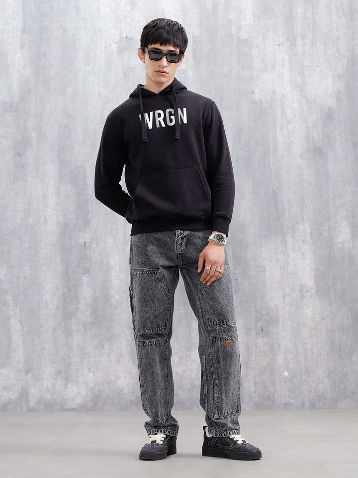 Wrogn Oversized Graphic Hoodie For Men | Black
