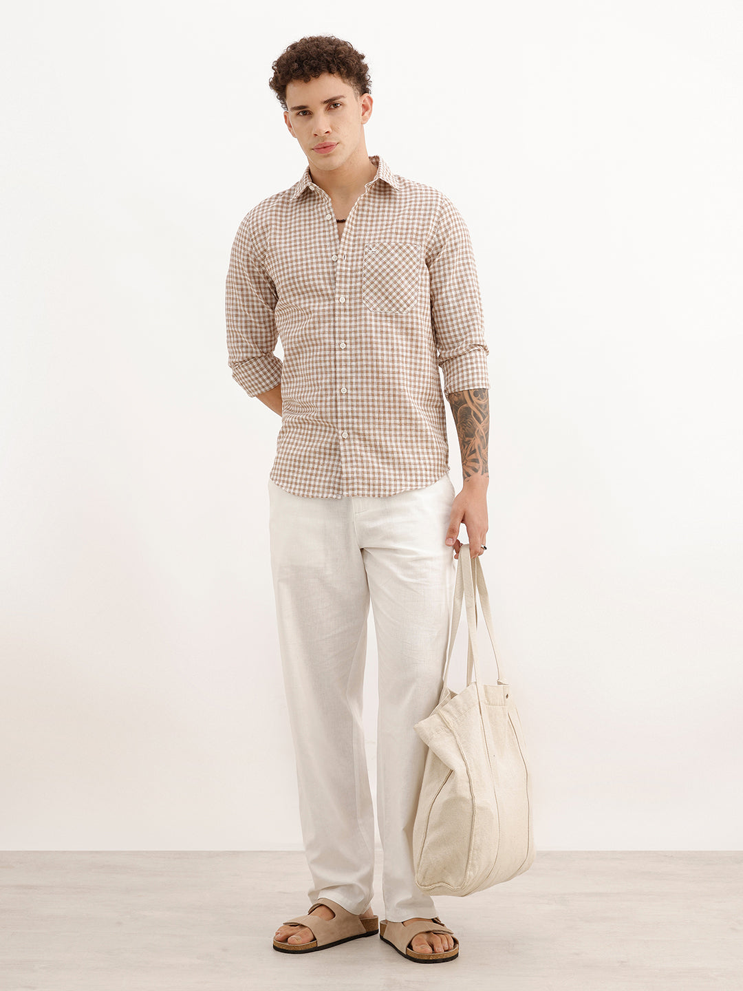 Regular Fit Full Sleeve Checkered Shirt | Brown | WWSH0723MAZ