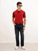 Slim Fit Panel Printed Polo T-Shirt | Rust