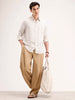 Slim Fit Striped Linen Blend Shirt | Off White