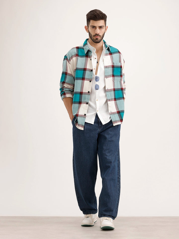 Oversized Fit Checkered Shirt | Green
