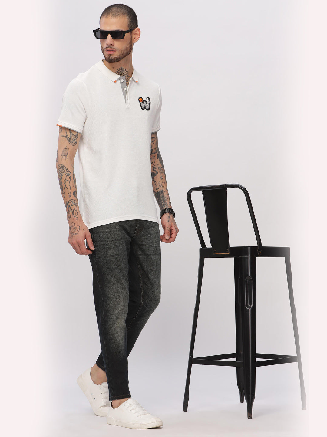 Wrogn Play White Polo T-Shirt