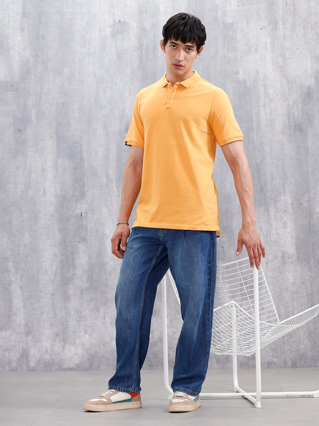Casual Slim Fit Solid Polo T-Shirt | Orange