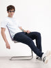 Slim Tapered Washed Denim Jeans | Dark Blue