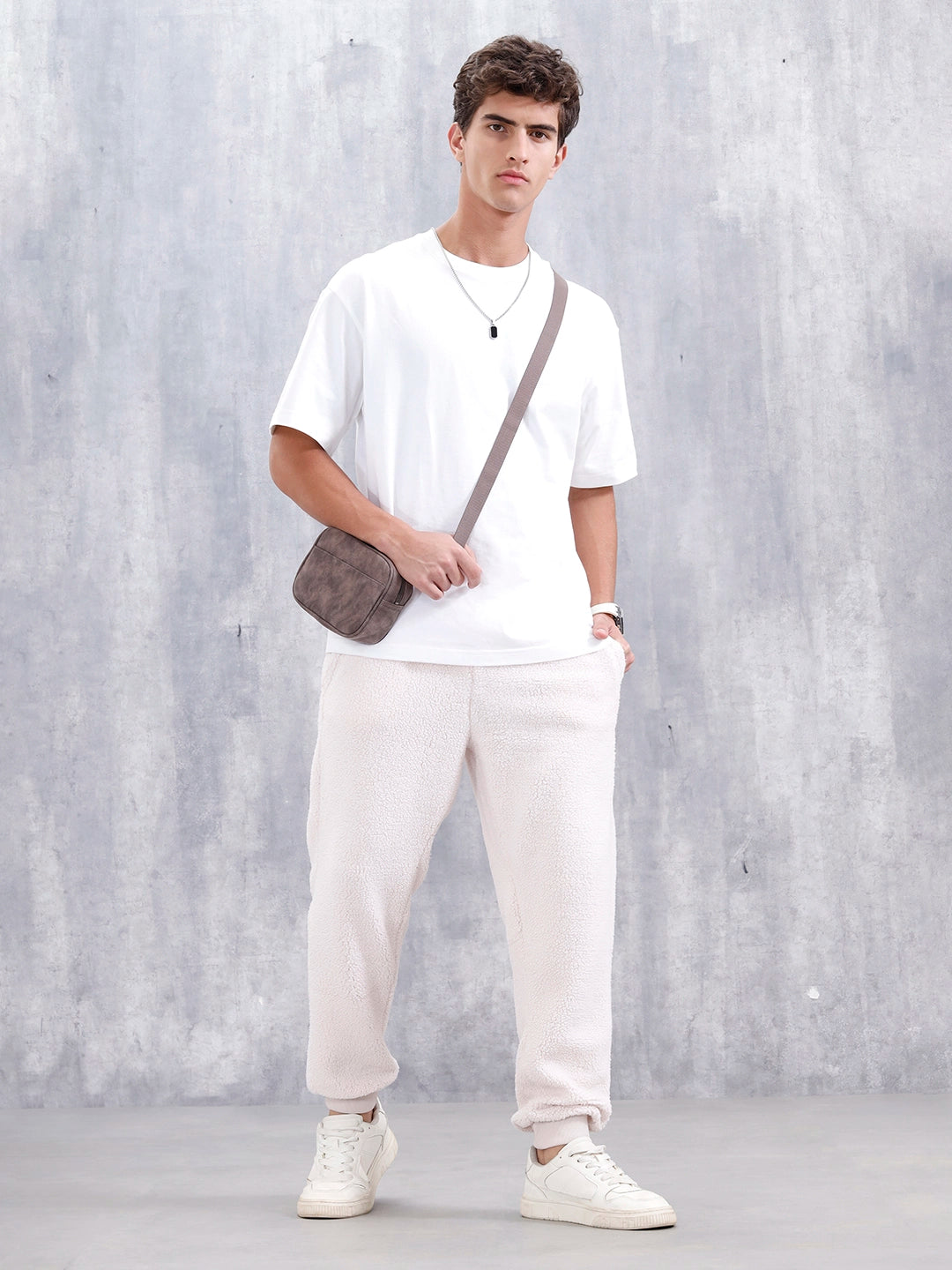 Comfort Fit Men'S Sherpa Joggers | Beige