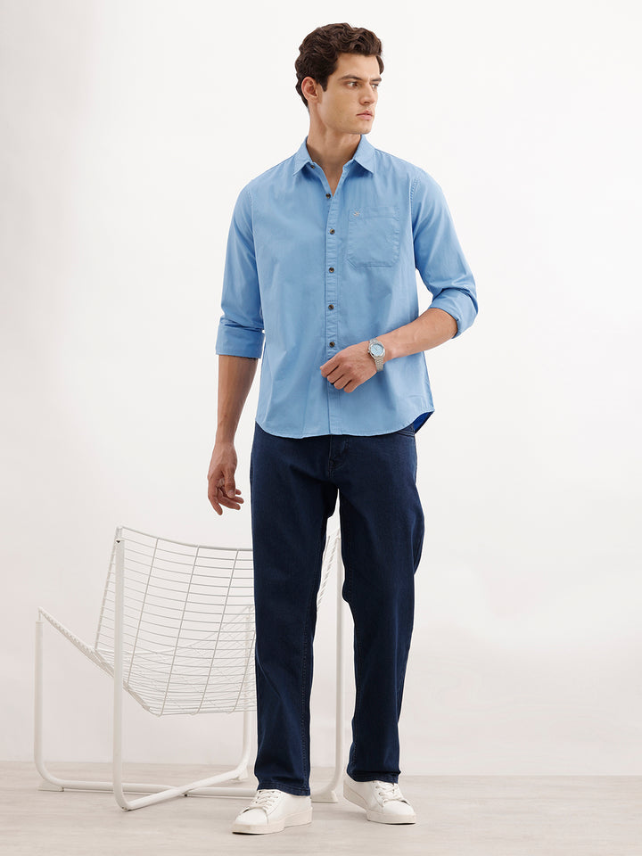 Solid Teal Casual Shirt