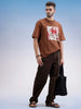 Oversized Fit Puffer Printed T-Shirt | Brown