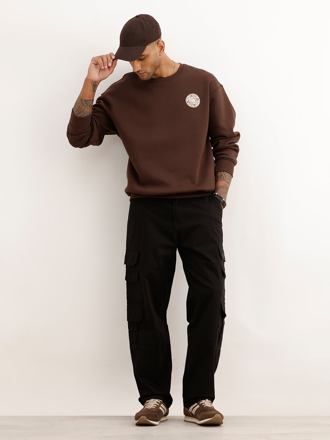 Solid Loose Fit Cargo Trouser | Black