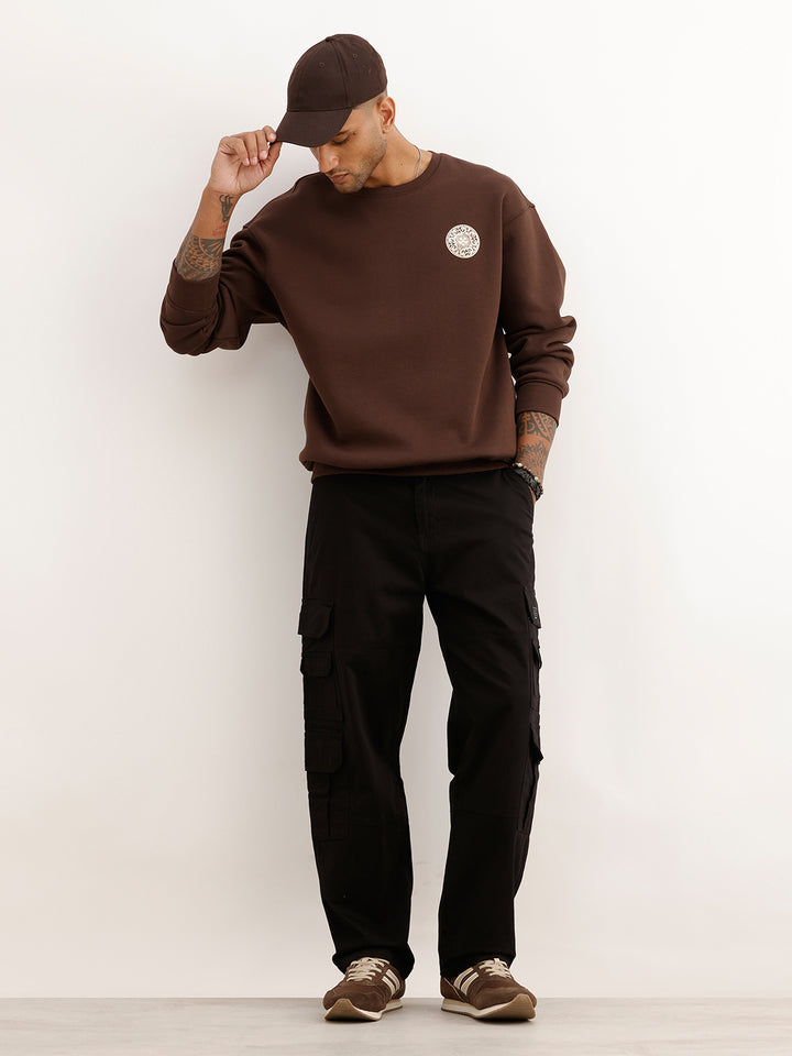 Solid Loose Fit Cargo Trouser | Black