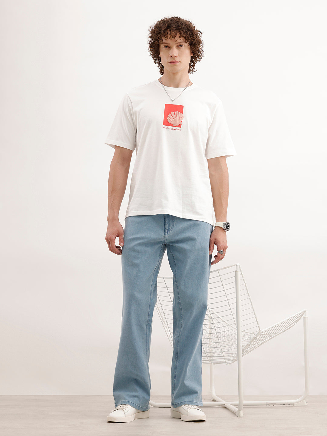 Comfort Fit Puffer Printed T-Shirt  | White