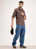 Regular Fit Textured Checkered Shirt | Dark Brown