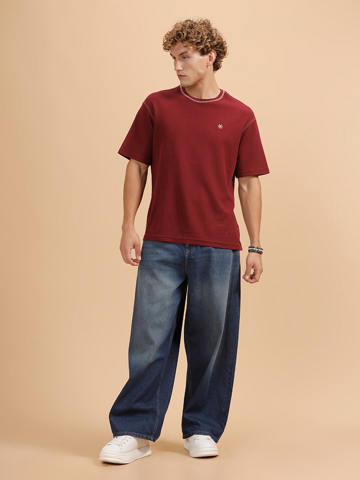Solid Heavy Fade Baggy Fit Jeans | Blue