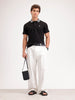 Regular Fit Contrast Collar Polo T-Shirt  | Black