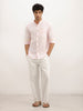 Solid Slim Fit Mandrin Collar Shirt | Pink