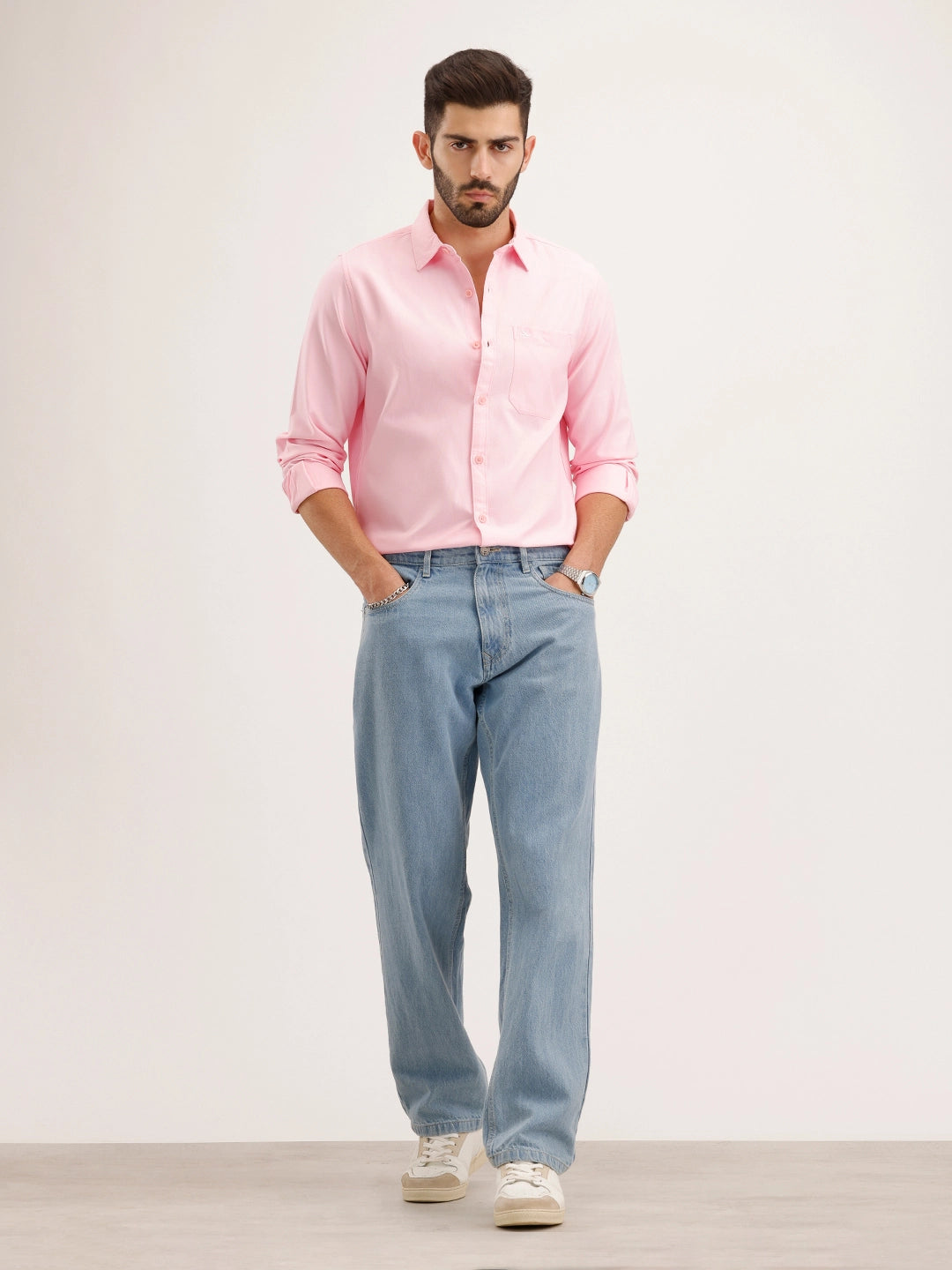 Classic Regular Fit Solid Shirt | Pink